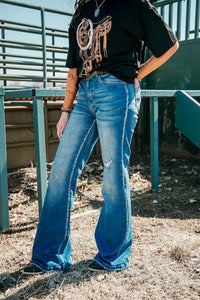Lacey Mid Wash High Rise Flare Jeans