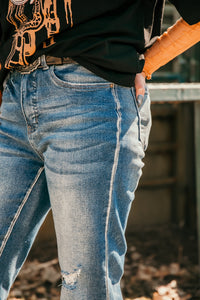 Lacey Mid Wash High Rise Flare Jeans