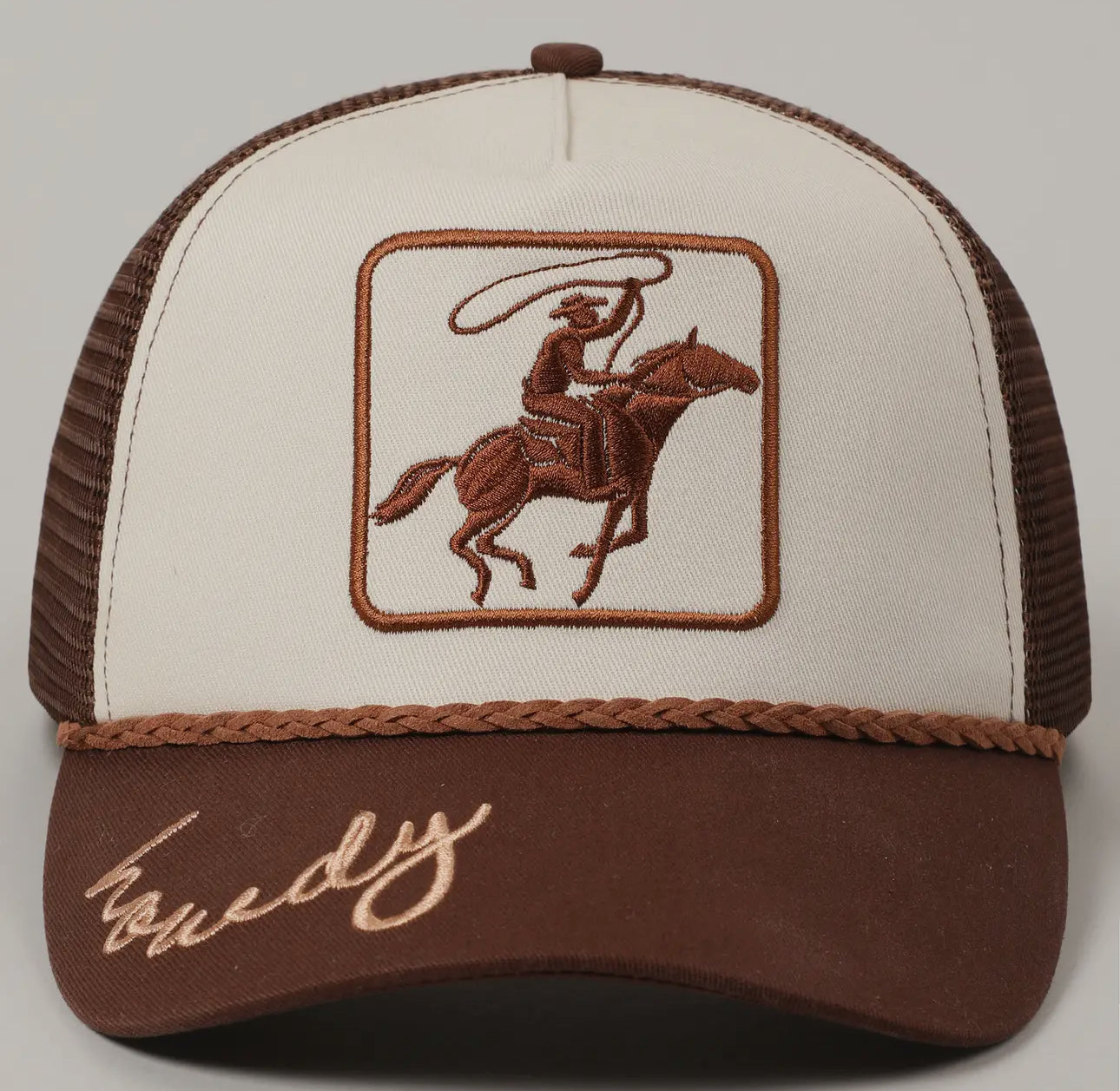 Cowboy Image Howdy Embroidery Mesh Back Cap