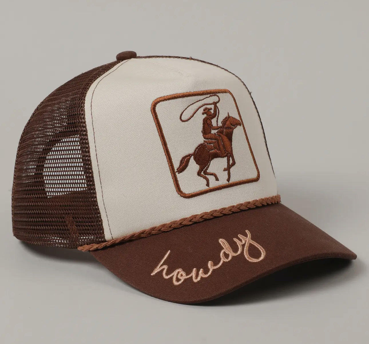 Cowboy Image Howdy Embroidery Mesh Back Cap