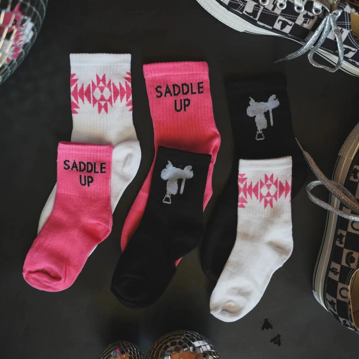 Saddle Up Neon Pink Socks