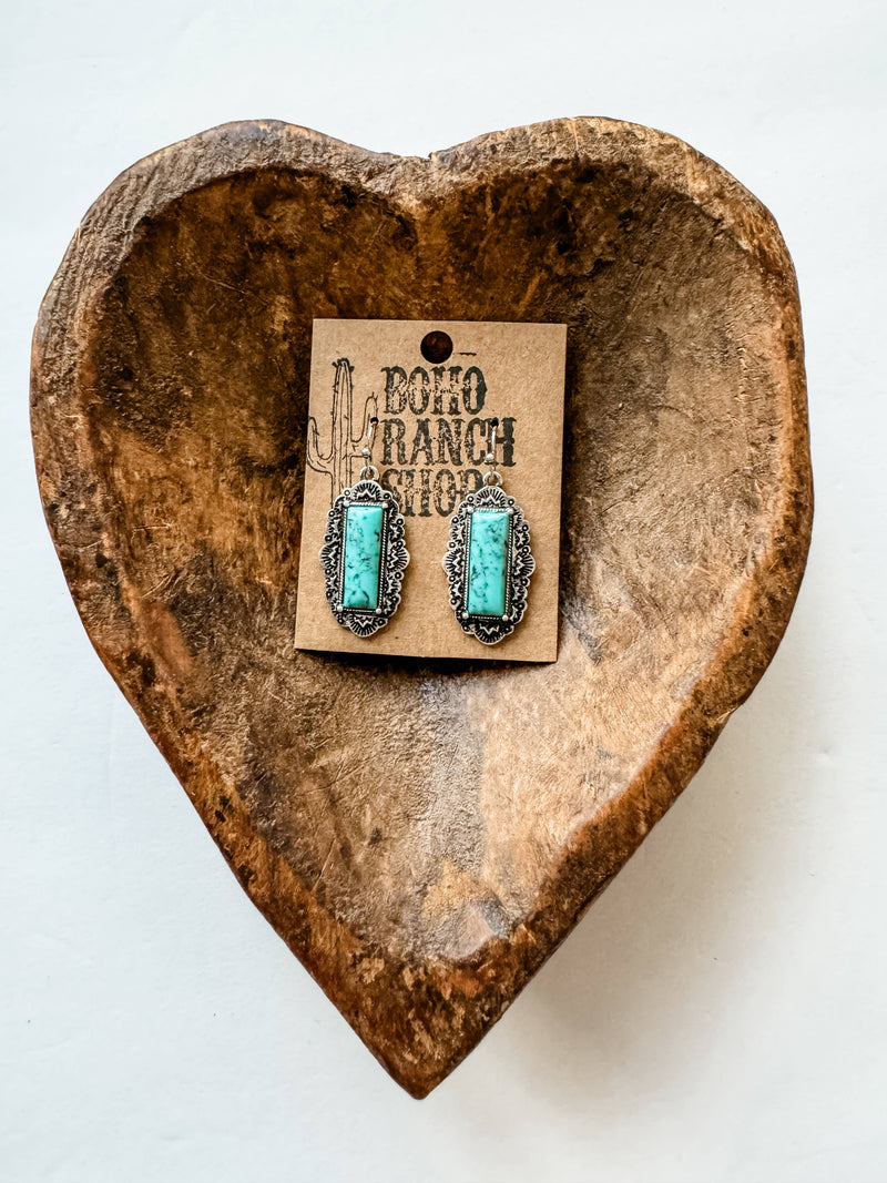 Western Bar Stone Dangle Earrings