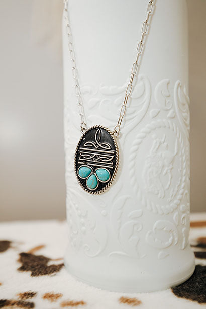 Turquoise Barbed Wire Pendant Necklace