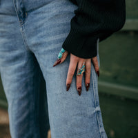 Triple Decker Turquoise Adjustable Ring