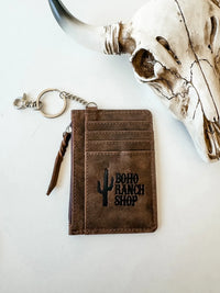 Longhorn Steer Western Cowhide Leather Keychain Wallet