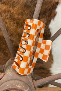 Orange Checked Funky Frontier Claw Clip