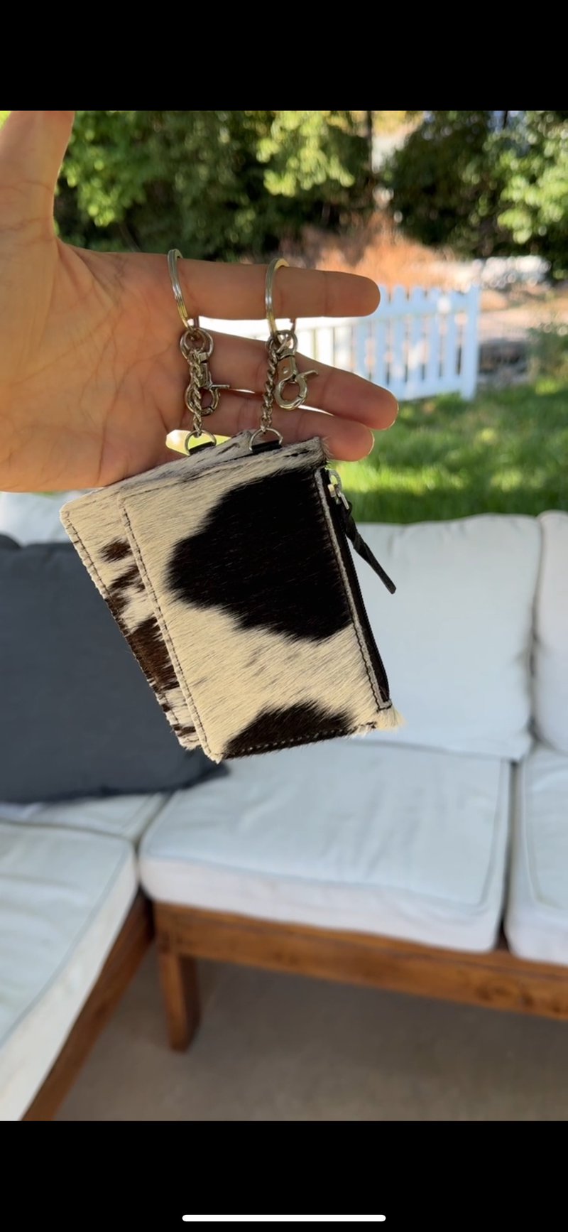 Western Cowhide Leather Keychain Wallet