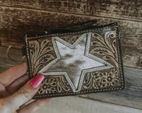 Star Cowhide Tooled Keychain Wallet