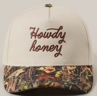Howdy Honey Embroidery Camo Two-Tone Trucker Hat