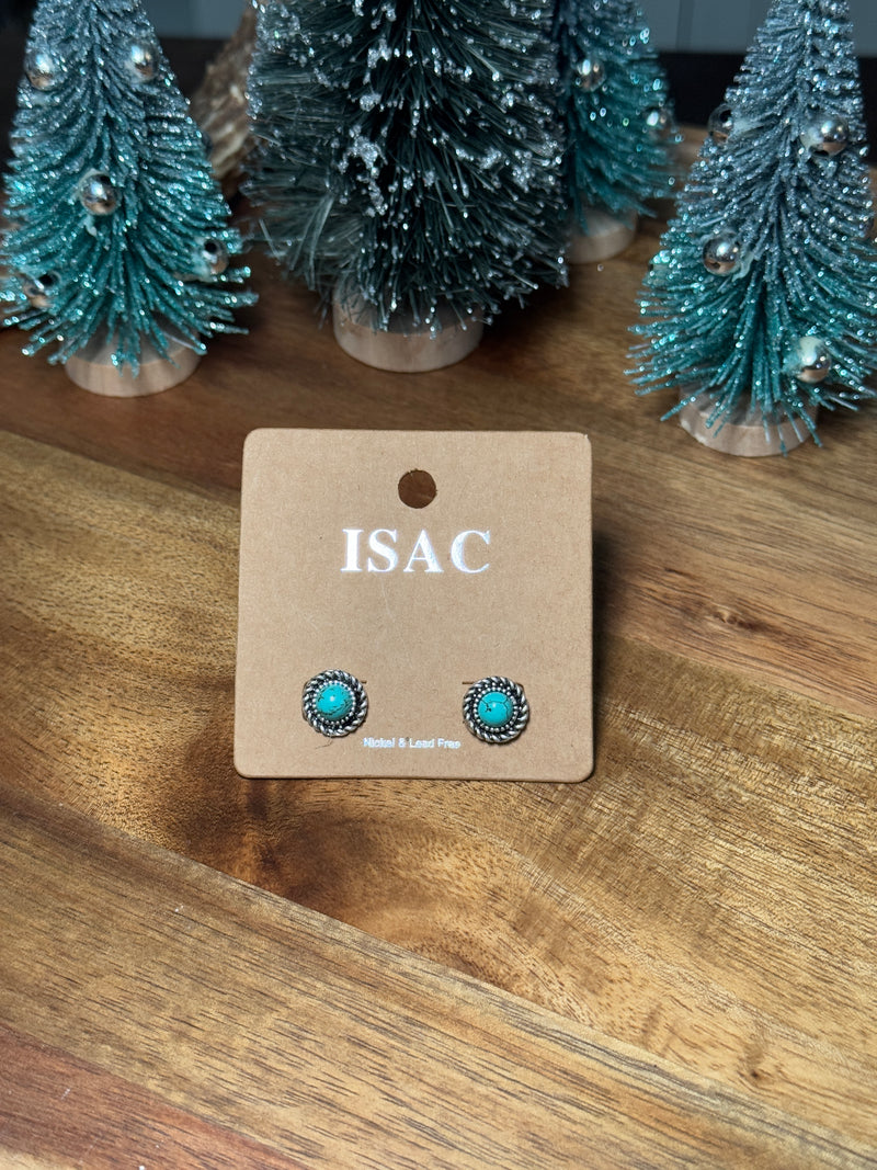 Round Turquoise Stud Earrings