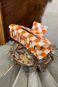Orange Checked Funky Frontier Claw Clip