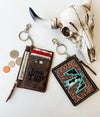 Longhorn Steer Western Cowhide Leather Keychain Wallet