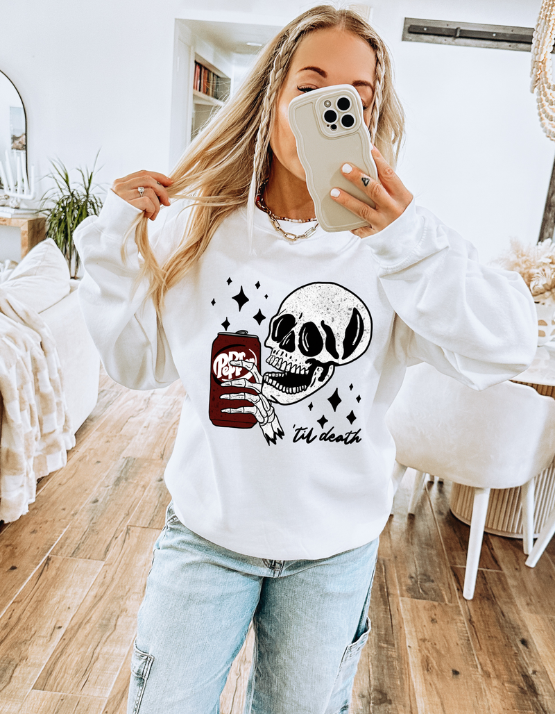 Grungy Till Death DP Drink Graphic Crewneck