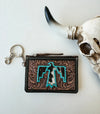 Longhorn Steer Western Cowhide Leather Keychain Wallet